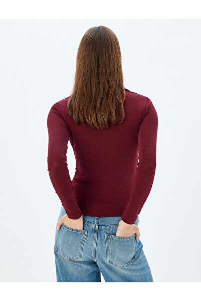 Koton Basic-T-Shirt mit Polokragen – lange Ärmel, Knopfleiste, schmale Passform