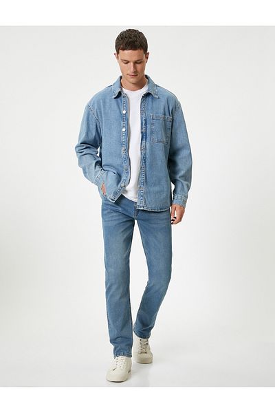 Koton Τζιν με κουμπιά Standard Waist Cotton Slim Fit - Brad Jean