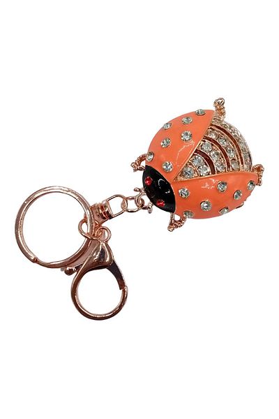 Dünyadan Hediyeler Crystal Stone Ladybug Keychain Orange No.3