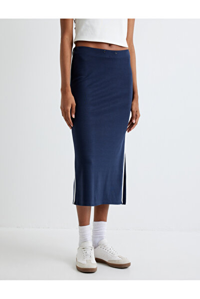 Koton Τυπική μέση μίντι φούστα μολύβι με λεπτομέρεια ρίγες στα πλαϊνά