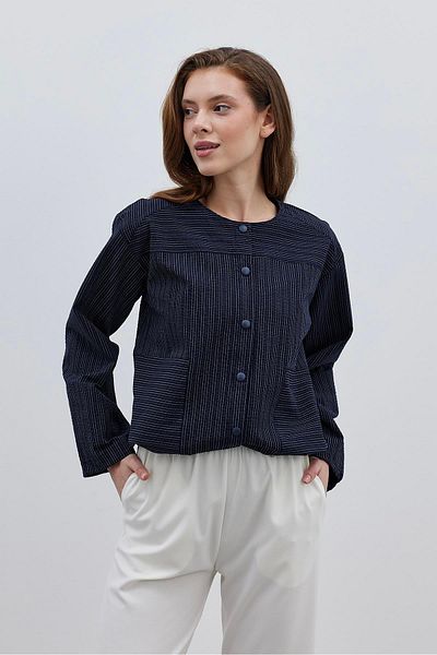 Fahhar Κοντό μπουφάν πουκάμισο Navy Blue Bomber