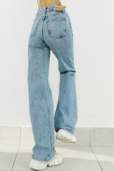 Trn JNS Sour Ice Blue Power Lycra Blugi largi cu talie super înaltă Pantaloni Palazzo