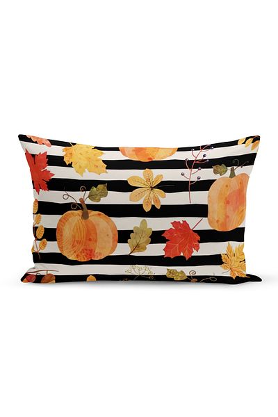 Bertille Home Seria de toamnă 30x50 cm Husă de pernă imprimată digital pe două fețe (toamna de Halloween)