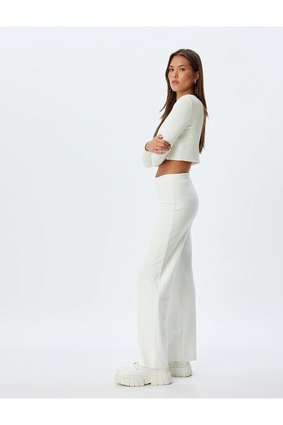 Koton Soft Textured Corduroy Sweatpants - Straight Leg