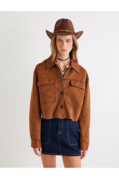 Koton Bunda pohodlného střihu z umělého semiše se zakrytou kapsou