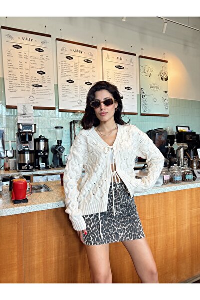 Nopen Knitwear Lace-Up Women's Knitwear Cardigan