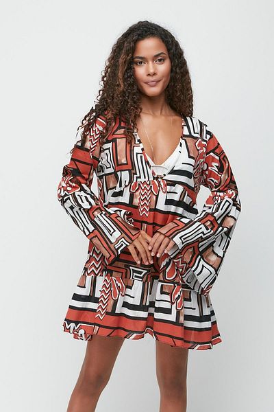 C&City Pareo Strandkleid 22329 Braun/Weiß