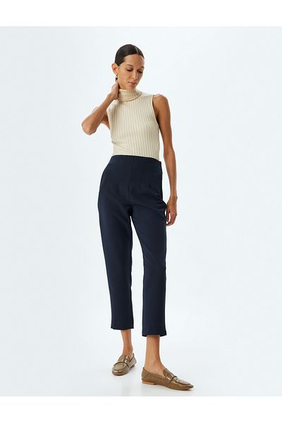 Koton High Waist Slim Fit Pocketed Cigarette Pants