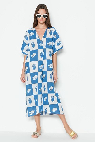 C&City Pareo Beach Dress 22328 Μπλε/λευκό