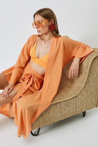 C&City 9069 Modell-Kimono-Set mit Shorts mit Melonenmuster