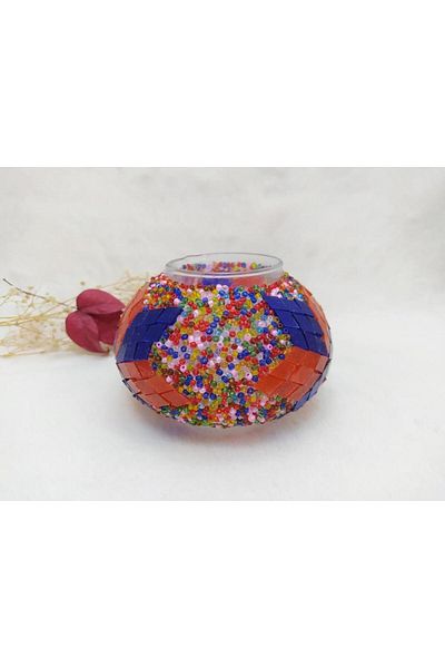 Hd Marketim Medium Size 10 Cm Lamp - Red Blue Mosaic Glass Head