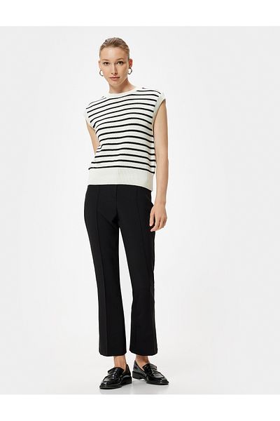 Koton Ribbed Detailed Short Spanish Leg Slim Fit Trousers