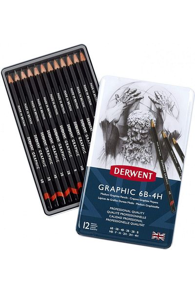 Derwent Graphic Set 12-Piece Graduated Pencil Drawing Set - Medium / 34214