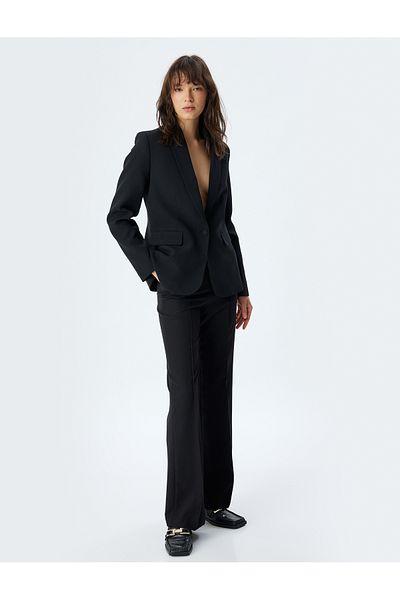 Koton Regular Fit Ribbed Straight Leg Fabric Trousers