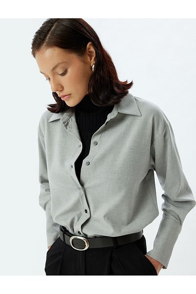 Koton Long Sleeve Shirt Cuffs Long Double Button