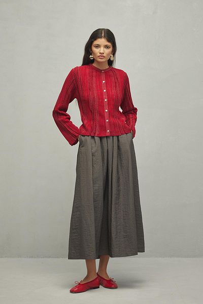 Fahhar Cardigan cu sclipici burgundy