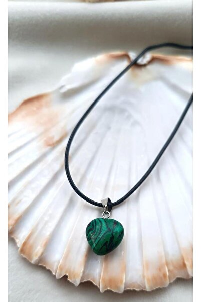 Hd Marketim Doğal Malaki Taşı Kalp Kolye Kadın Takı Özel Gün Hediye