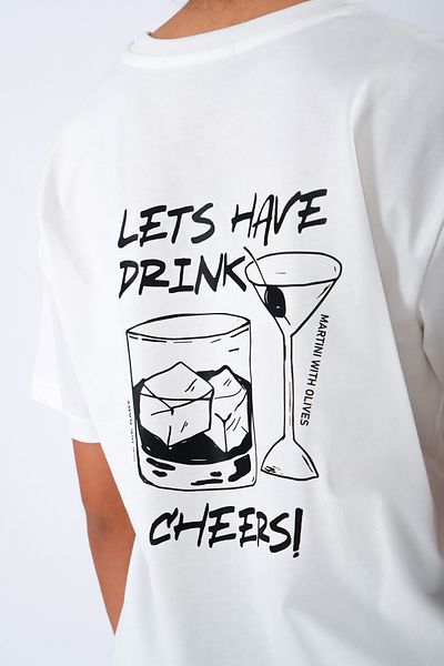 Coredra Tricou Cheers pentru damă Relaxed Fit - Ecru