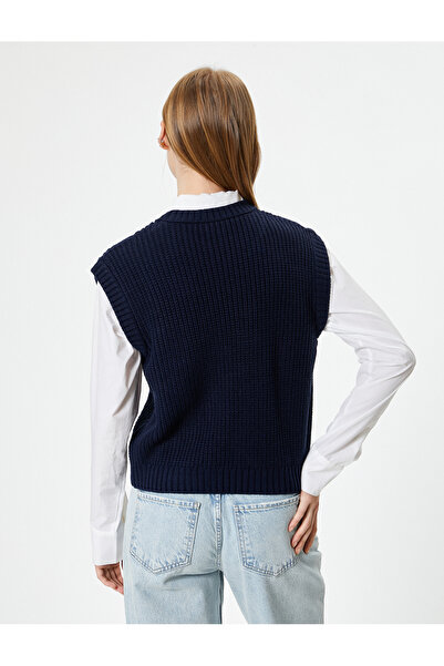 Koton Трикотажна безрукавка Suveter Orgu з текстурованою горловиною