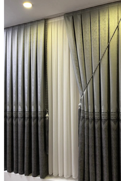 Özgün Home Şık Desenli Pano Fon Gri-Füme (Tek Kanat+Aksesuar)