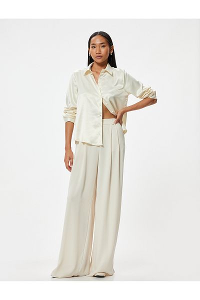Koton Long Sleeve Satin Classic Collar Shirt