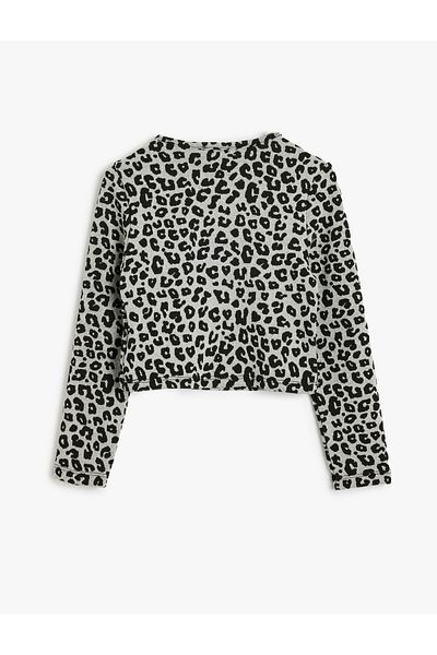 Koton Blůza s dlouhým rukávem s leopardím vzorem - detailně propracovaná halenka s výstřihem