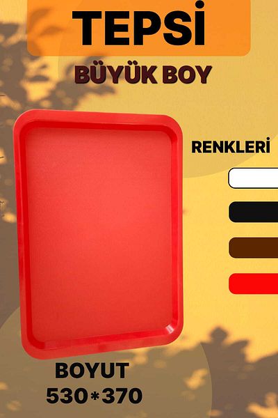 Baby Turco Large Size Serving Tray Plastic Tray Fastfood Self-Service Presentation Tray (53cm ×37Cm)-Red