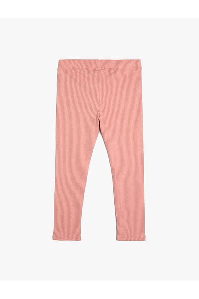 Koton Cotton Basic Tights - Ribbed and Elastic Waist with Applique Detail