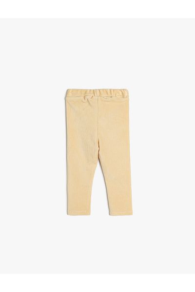 Koton Velvet Corduroy Leggings - Elastic Waist and Pocket Detail