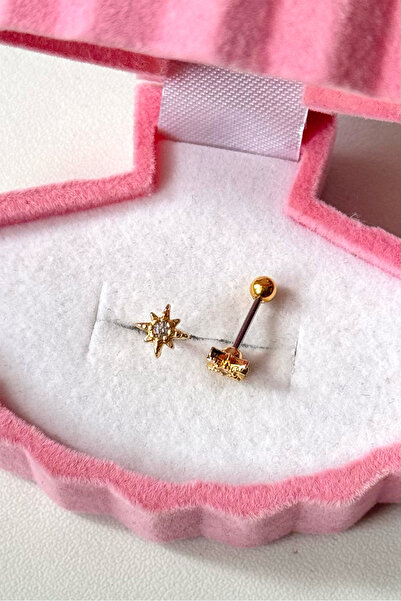 CERENY.CO Mini Taşlı Yıldız Piercing Cerrahi Çelik