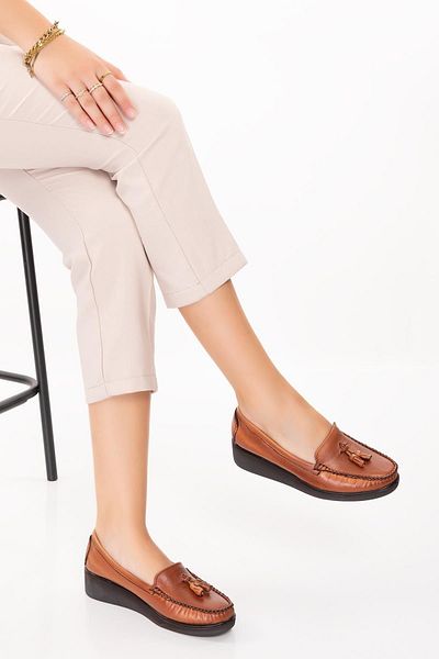 ARTI ARTI AYAKKABI Plus-Artı001-7475-501 Genuine Leather Orthopedic Women's Laceless Tan Roc Shoes