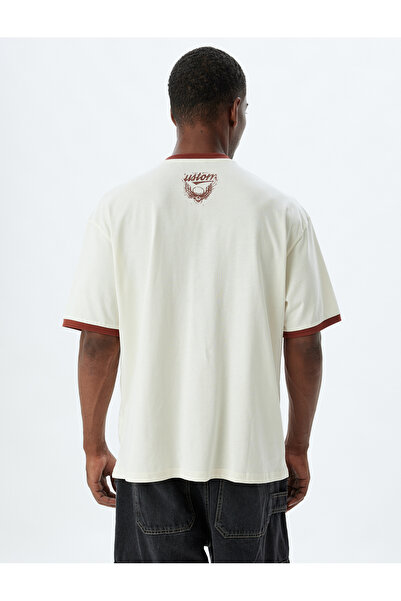 Koton Skull Printed Oversize Cotton T-shirt - Crew Neck, Short Sleeve