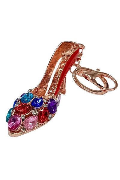 Dünyadan Hediyeler Red Crystal Stone Keychain Heeled Shoes - No.4