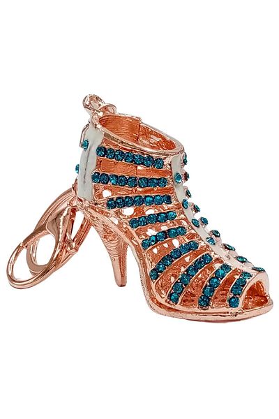 Dünyadan Hediyeler Blue Keychain Crystal Stone Heeled Shoes - No.2
