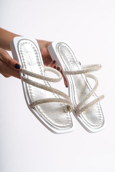 ARTI ARTI AYAKKABI MIA026-1602 Women's Stoned Silver Holiday Slippers - Daily