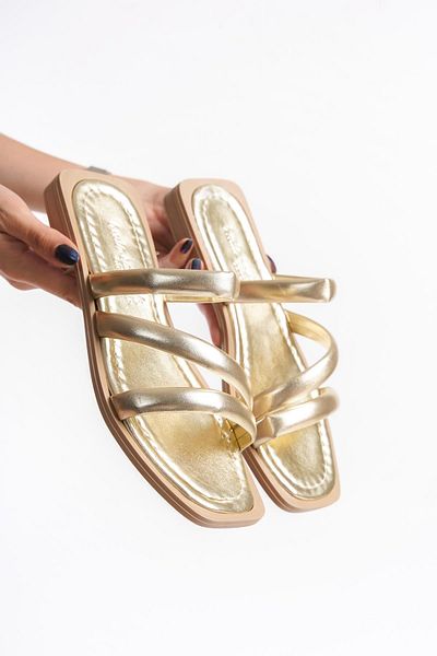 ARTI ARTI AYAKKABI MIA026-1603 Women's Daily Vacation Slippers - Gold Colored and Banded