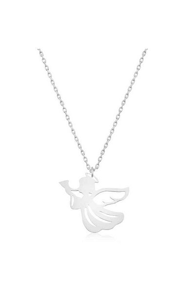 ECOME Silver Winged Angel Necklace