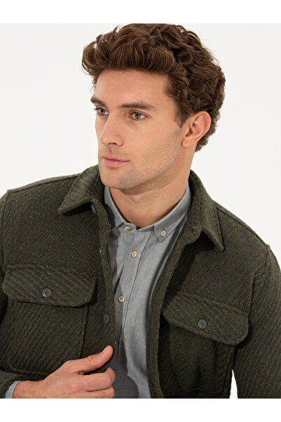 Cacharel Haki Oversize Uzun Kollu Ceket Gömlek 50264075-VR027