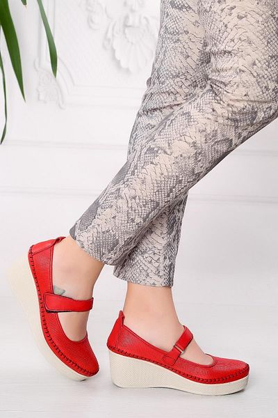 ARTI ARTI AYAKKABI Plus-plus014-14152-3 Genuine Leather Orthopedic Women's Red Shoes
