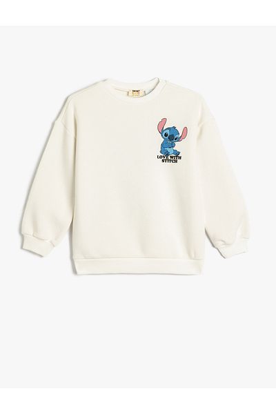 Koton Mikina Stitch Licencovaná bavlna s dlouhým rukávem a výstřihem