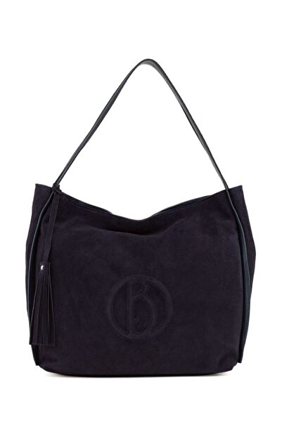 Bilik Deri Suede Lacivert-Süet Kadın Omuz Çantası BLM T-02