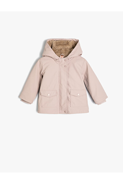 Koton Водоустойчив дъждобран с качулка - плюшена подплата и джобове