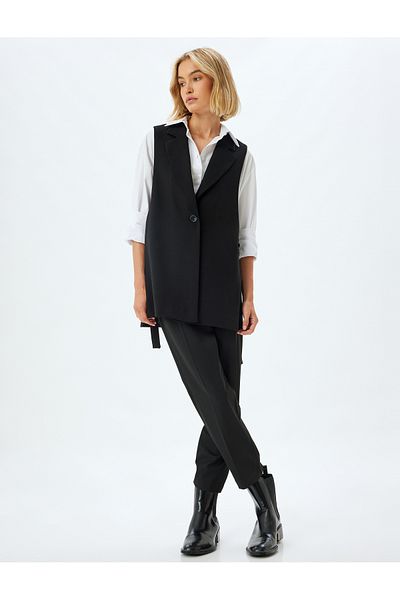 Koton Single Button Belted Blazer Vest