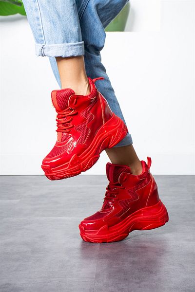 Modanizm Charlize Patent Leather Wedge Heeled Sports Shoes