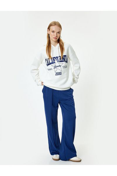 Koton College Embroidered Hooded Oversize Sweatshirt - Long Sleeve Hoodie