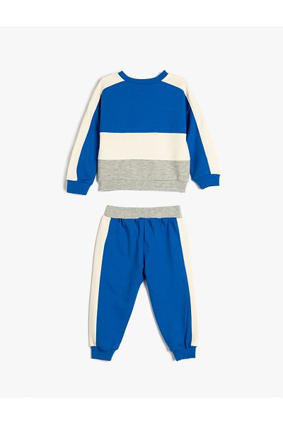 Koton Cotton Long Sleeve Sweatshirt and Raised Sweatpants - Tracksuit Set