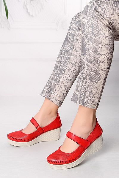 ARTI ARTI AYAKKABI Plus-plus014-14152-3 Genuine Leather Orthopedic Women's Red Shoes