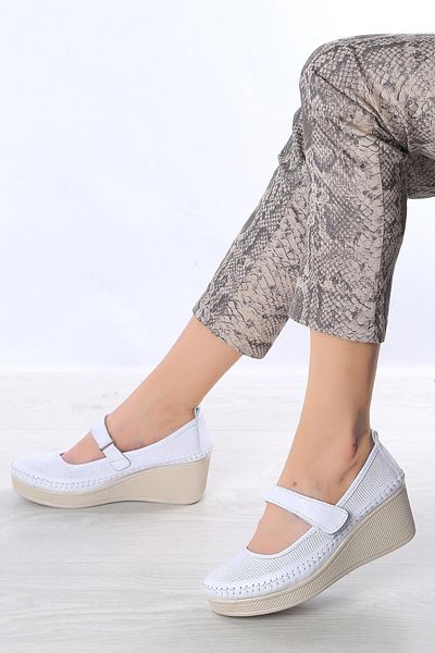 ARTI ARTI AYAKKABI plus-plus014-14152-2 Pantofi albi de damă ortopedici din piele naturală