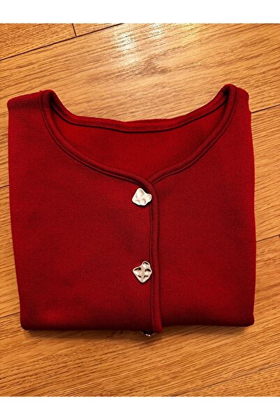 sajarsln Red Knitwear Vest with Gold Button Detail