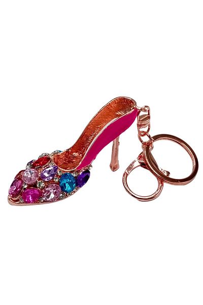 Dünyadan Hediyeler Purple Crystal Stone Keychain Heeled Shoes - No.6